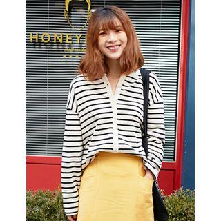 Drop-shoulder Stripe Cardigan