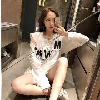 Long-sleeve Letter Print Pullover + Letter Print Tank Top