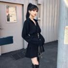 Long-sleeve Buckled-waist Dress