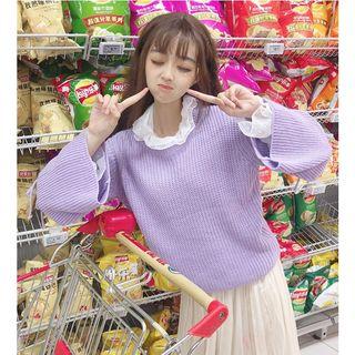 Lace-up Sweater / Chiffon Blouse