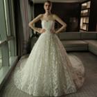 Feather Embroidered Sweetheart Neckline Wedding Ball Gown