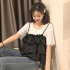 Set: Elbow-sleeve T-shirt + Spaghetti Strap Top
