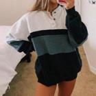 Color Block Henley Sweatshirt