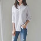 Drop-shoulder Lace-trim Shirt