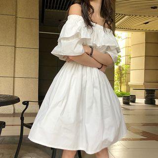 Ruffle Trim Strapless Dress