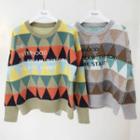 Argyle Embroidered Sweater