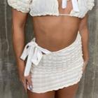 Tie-waist Textured Mini Skirt