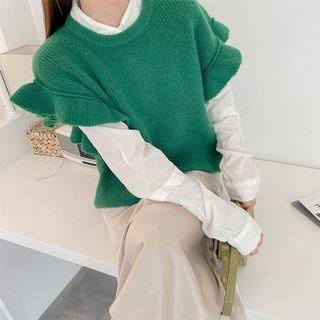 Ruffled Short-sleeve Sweater