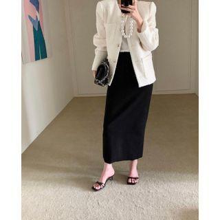 Maxi Pencil Skirt / Plaid Jacket