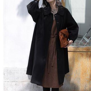 Peter Pan Collar Plain Woolen Coat