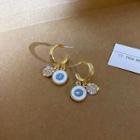 Faux Pearl Hoop Earring 1 Pair - Silver Needle - Gold & White - One Size