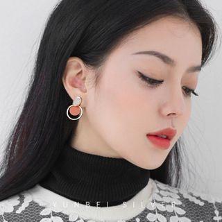 925 Sterling Silver Hoop & Disc Dangle Earring 1 Pair - As Shown In Figure - One Size