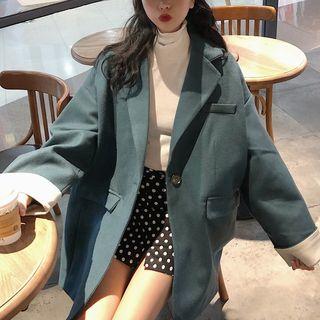 Contrast Cuff Single Button Loose Blazer