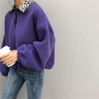Leopard Print Loose-fit Fleece Jacket