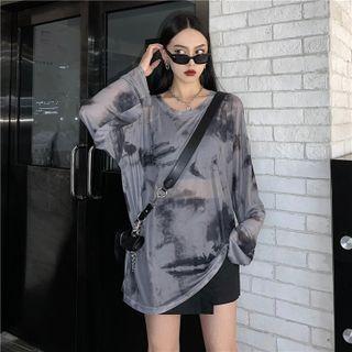 Set: Long-sleeve Mesh T-shirt + Camisole Top