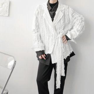 Asymmetrical Fringed Blazer