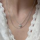Heart Layered Necklace Xl1270 - Silver - One Size