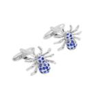 Fashion Personality Spider Shirt Cufflinks With Blue Cubic Zirconia Silver - One Size