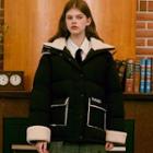 Funnel-neck Dumble-trim Puffer Jacket Black - One Size