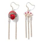 Alloy Triangle & Bar Dangle Earring White & Red - One Size