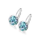 Fashion Elegant Round Earrings With Blue Austrian Element Crystal Silver - One Size