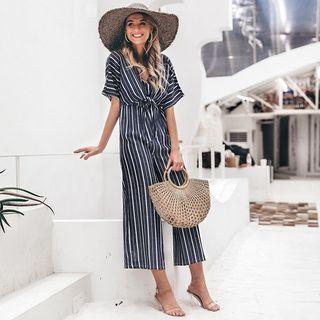 Striped Cropped Jumpsuit