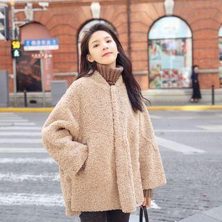 Fleece V-neck Single-breasted Jacket
