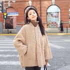 Fleece V-neck Single-breasted Jacket