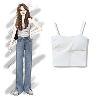 Plain Bow Cropped Tank Top
