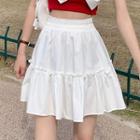 Ruffled A-line Skirt White - One Size