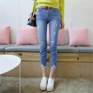 Distressed Crop Skinny Jeans