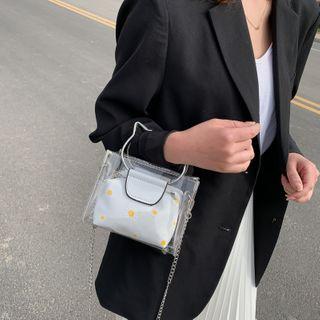 Floral Print Pvc Cat Handle Crossbody Bag