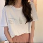 Short-sleeve Lettering Print T-shirt White - One Size