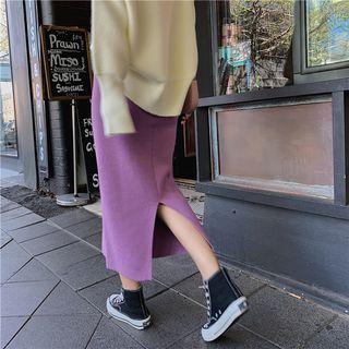 Back Slit Midi Straight-fit Skirt