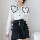 Heart Detail Shirt / Ribbon High Waist Shorts
