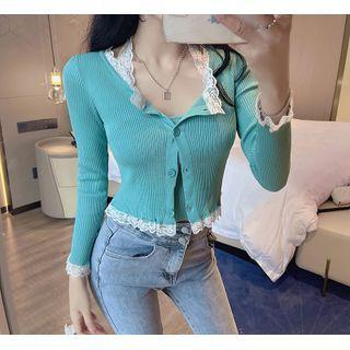 Lace Panel Camisole / Lace Hem Cardigan