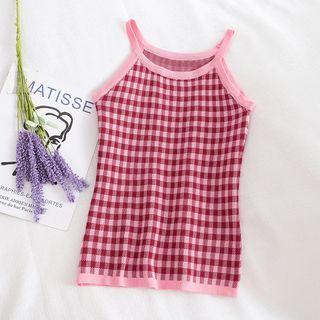 Plaid Camisole Top Pink - One Size