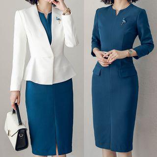 Blazer / Long-sleeve Midi Sheath Dress / Set
