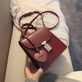 Heart Charm Faux Leather Crossbody Bag