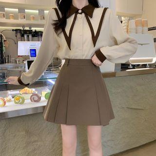 Pleated Mini A-line Skirt / Waist Bag