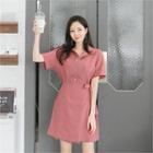 Notched-collar Wrap-front Shirtdress