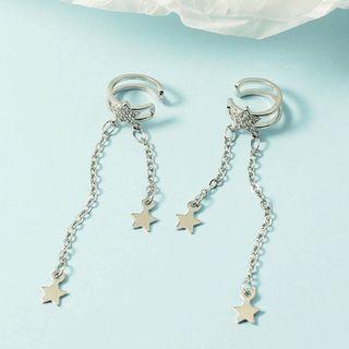 Star Drop Earring 1 Pr - Silver - One Size
