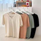 Short-sleeve V-neck Lightweight Cardigan