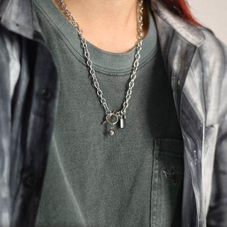 Couple Matching Lock Pendant Necklace As Shown In Figure - One Size