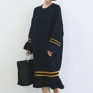 Contrast-trim Sweater Dress