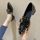 Studded Low-heel Pointed Pumps