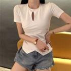 Cutout Short-sleeve Slim-fit T-shirt