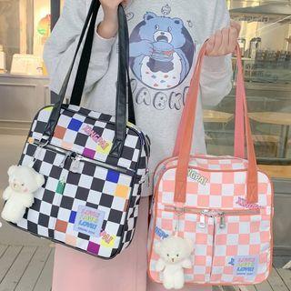 Checkerboard Shoulder Bag / Bag Charm / Set