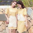 Short-sleeve Striped T-shirt Dress / Camisole / Mini A-line Skirt / Set