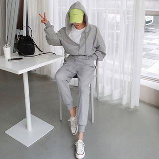 Tall Size Hooded Drawstring-waist Jumpsuit